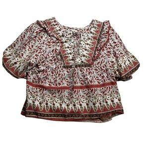CALYPSO ST BARTH Womens‎ Red Floral Print Peasant Blouse Size M Boho